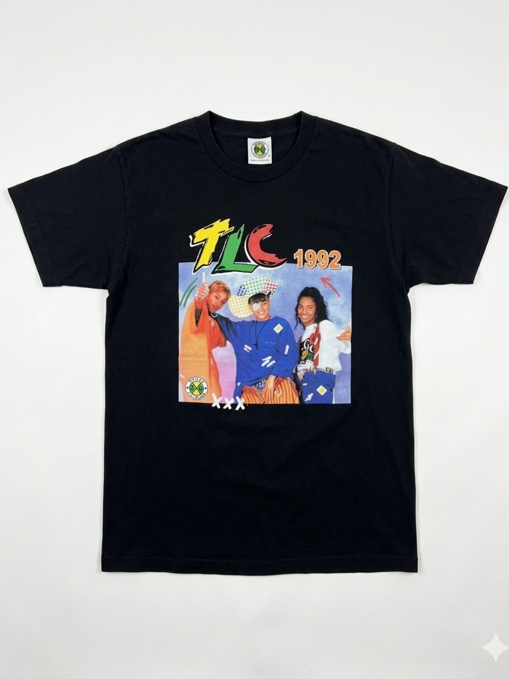 Cross Colours TLC 1992 Graphic Crewneck T-Shirt - Black Size S